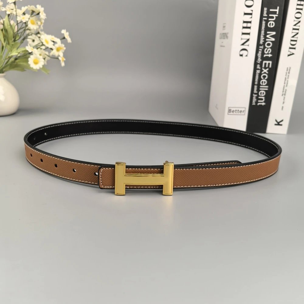Unbranded Belts Reversible stitched belt with H-shaped buckle — 06