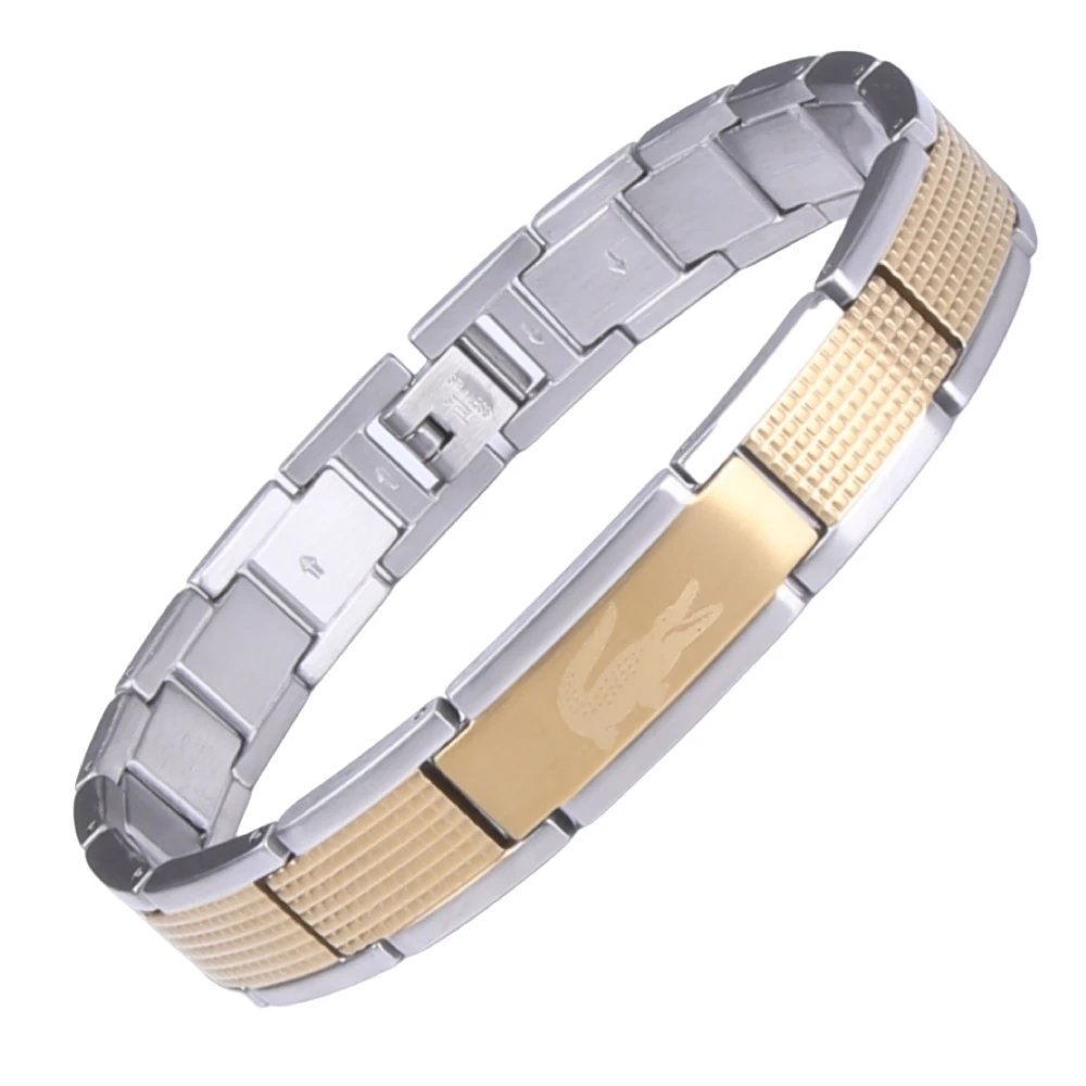 Lacoste Jewelry Crocodile Logo Magnetic Link Bracelet — 15