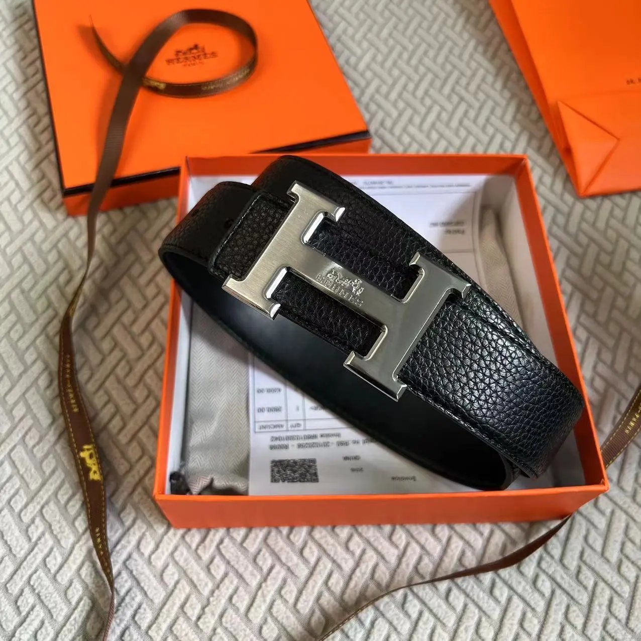 Unbranded Belts Reversible stitched belt with H-shaped buckle — 07