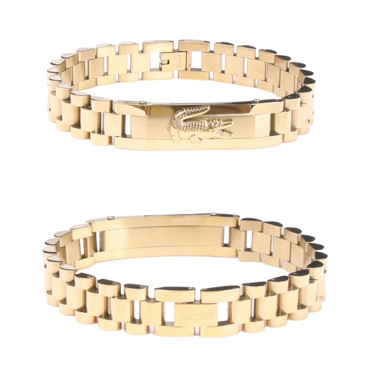 Lacoste Jewelry Crocodile Logo Magnetic Link Bracelet — 19