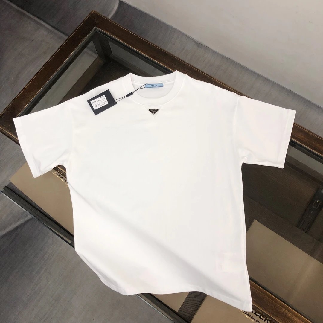 Prada T-Shirts Short-Sleeve Logo T-Shirt — 10