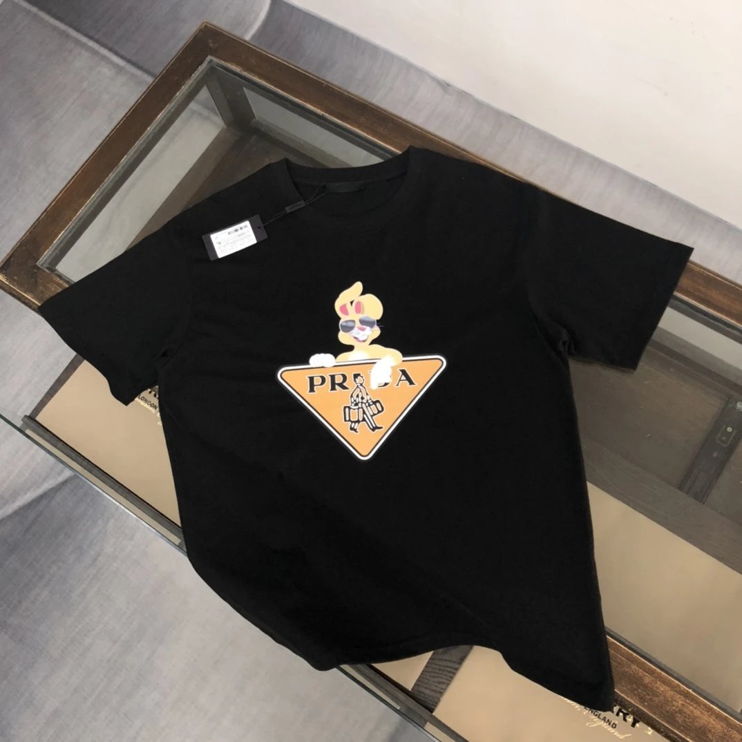 Prada T-Shirts Short-Sleeve Logo T-Shirt — 23