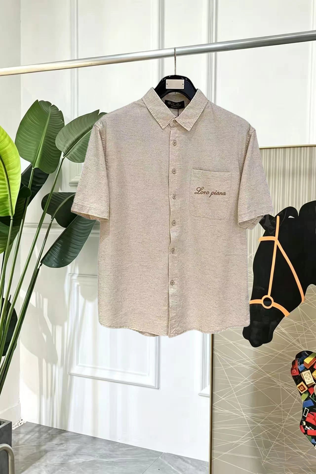 Loro Piana Shirts Short-sleeve textured knit polo shirt with contrast piping — 40