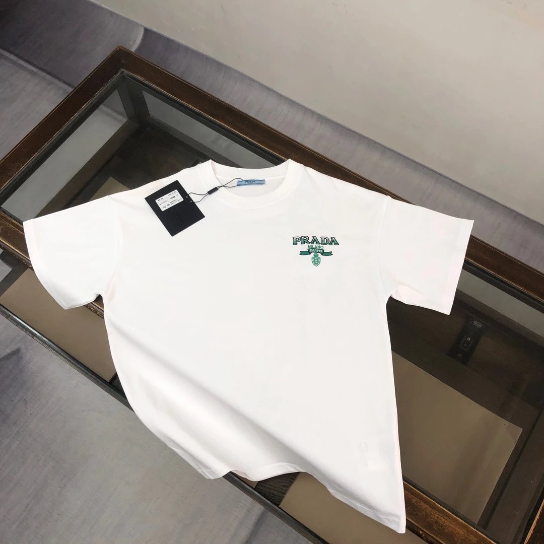 Prada T-Shirts Short-Sleeve Logo T-Shirt — 14