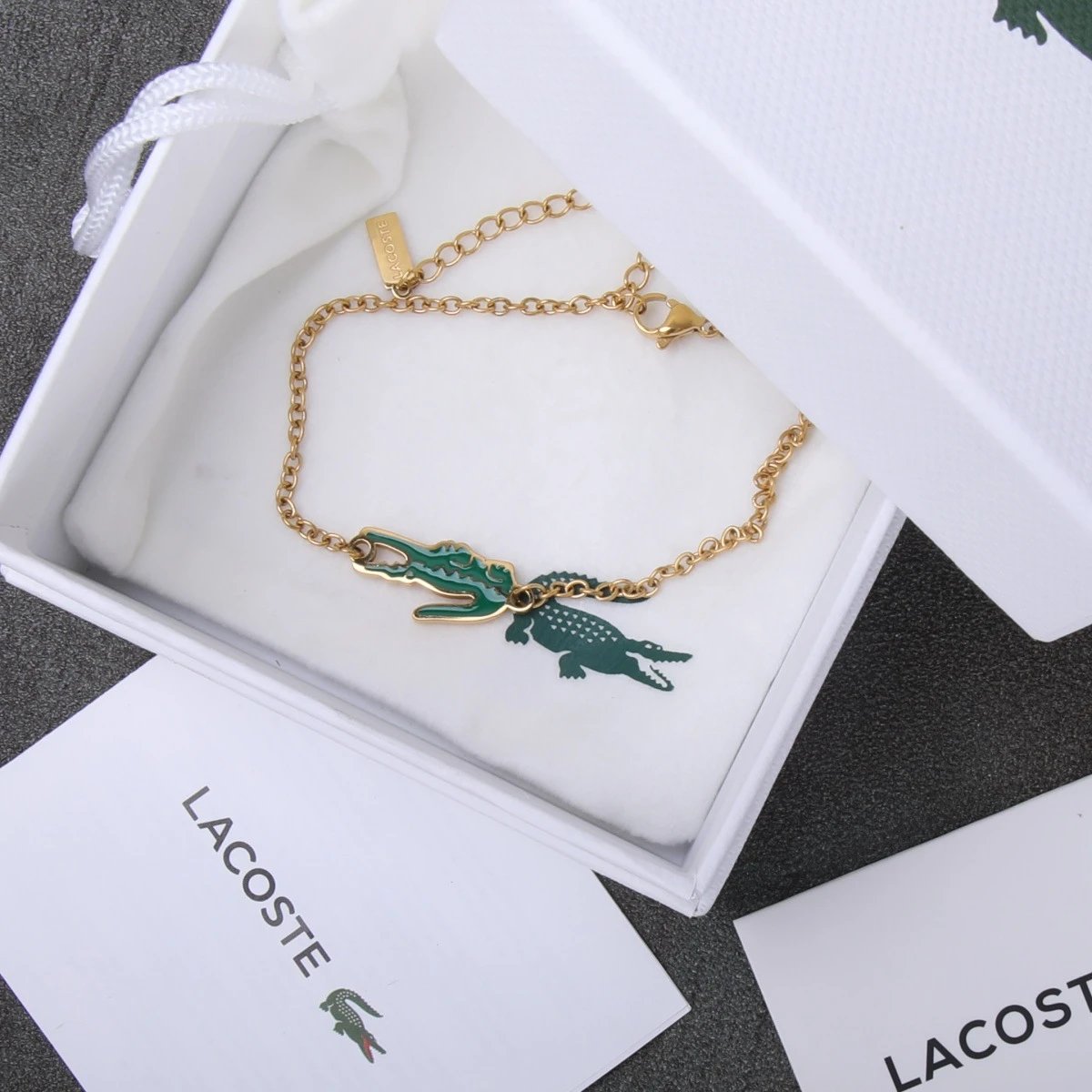 Lacoste Jewelry Crocodile Logo Magnetic Link Bracelet — 23