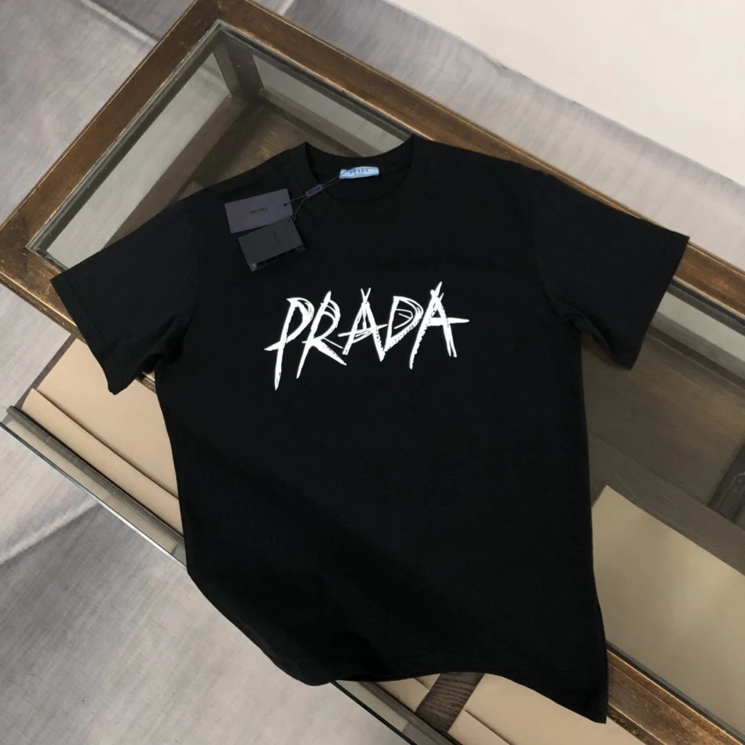 Prada T-Shirts Short-Sleeve Logo T-Shirt — 21