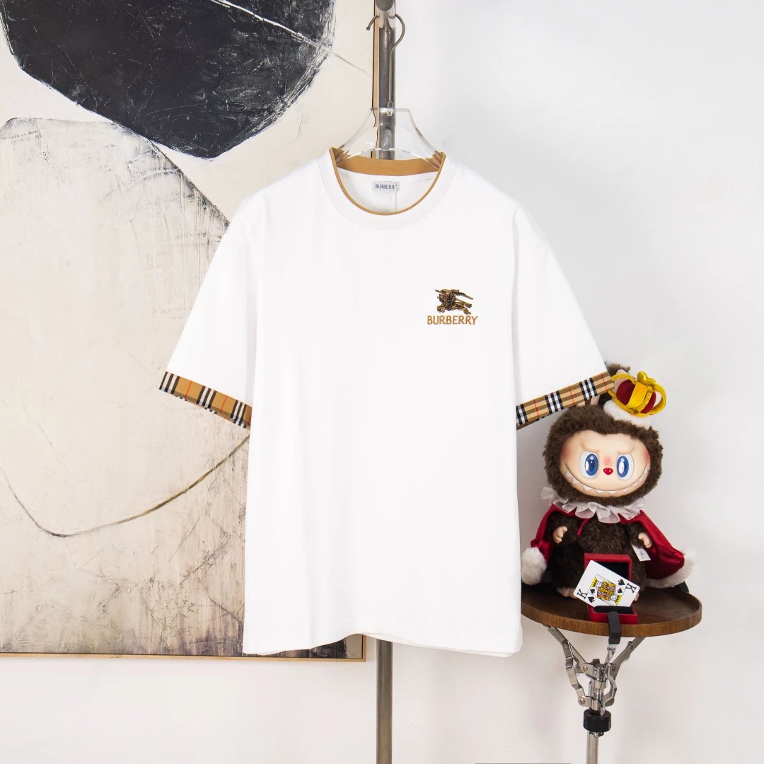 Burberry T-Shirts Check Panel Logo T-Shirt — 37