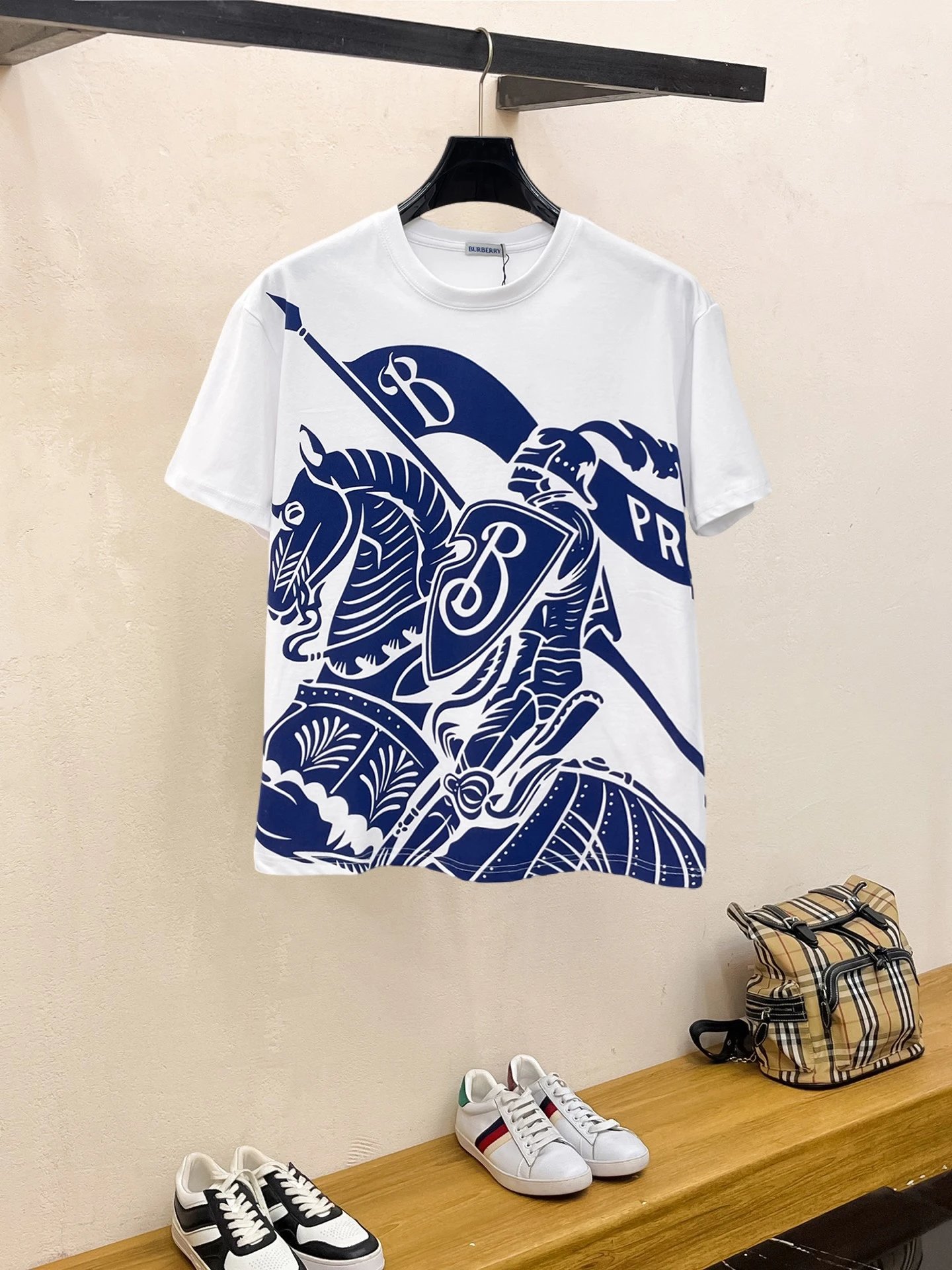 Burberry T-Shirts Check Panel Logo T-Shirt — 40