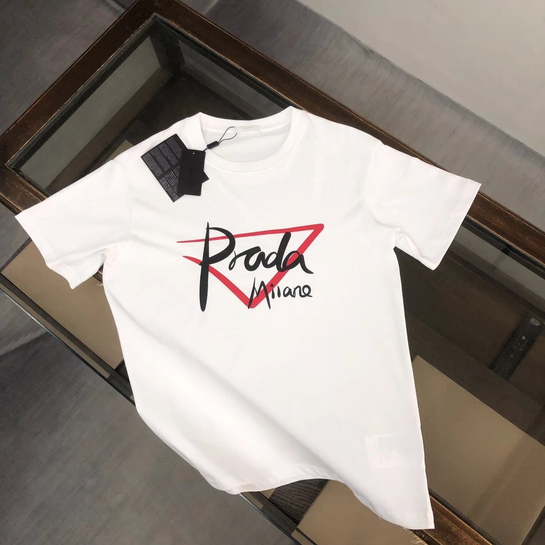 Prada T-Shirts Short-Sleeve Logo T-Shirt — 29