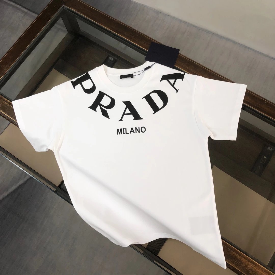 Prada T-Shirts Short-Sleeve Logo T-Shirt — 28