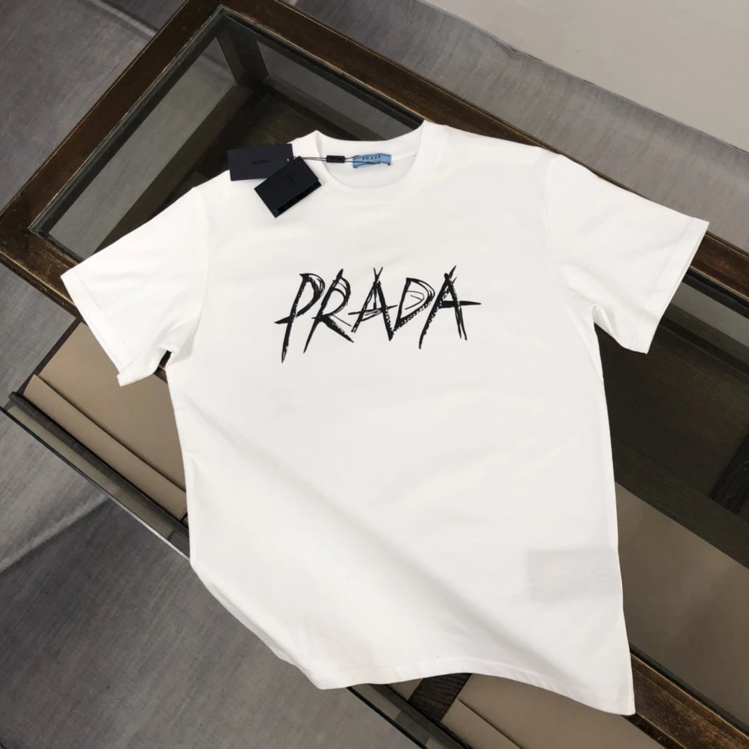 Prada T-Shirts Short-Sleeve Logo T-Shirt — 20