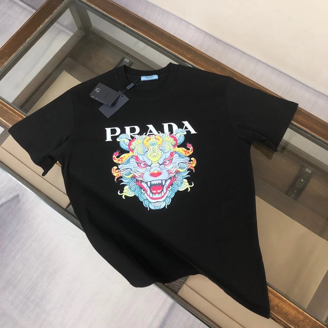 Prada T-Shirts Short-Sleeve Logo T-Shirt — 26