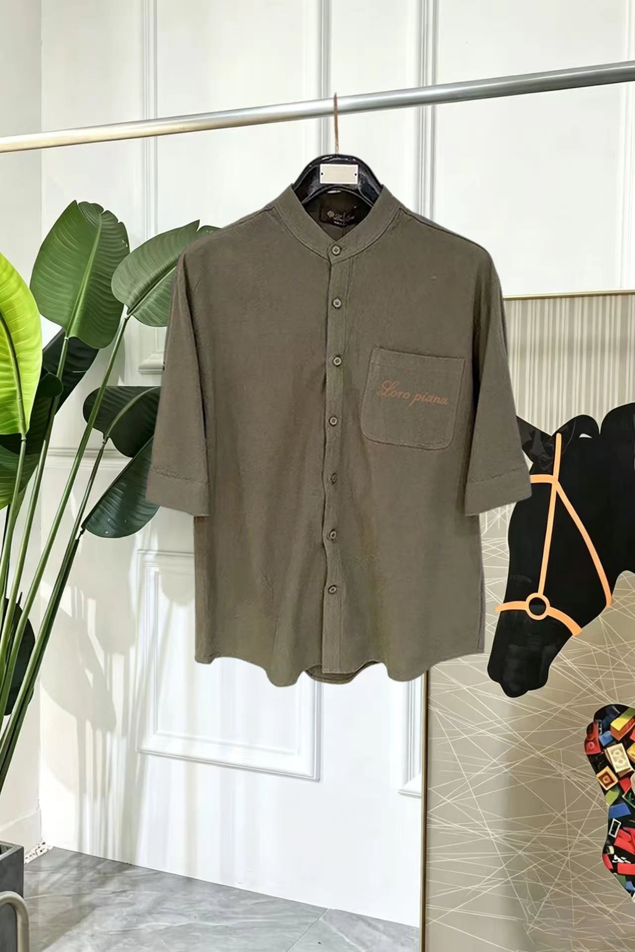 Loro Piana Shirts Short-sleeve textured knit polo shirt with contrast piping — 37