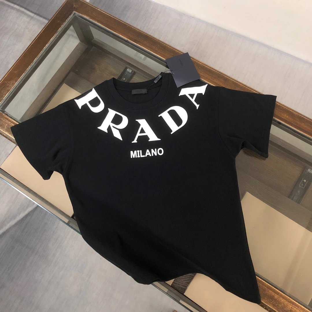Prada T-Shirts Short-Sleeve Logo T-Shirt — 27