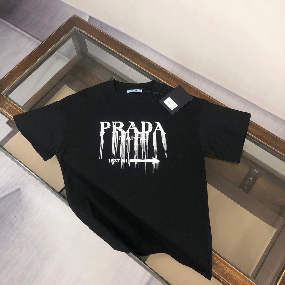 Prada T-Shirts Short-Sleeve Logo T-Shirt — 17