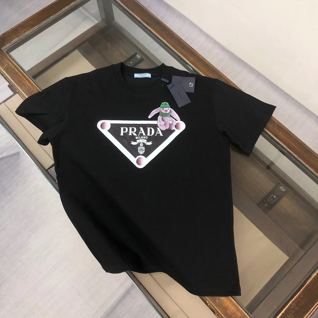 Prada T-Shirts Short-Sleeve Logo T-Shirt — 25