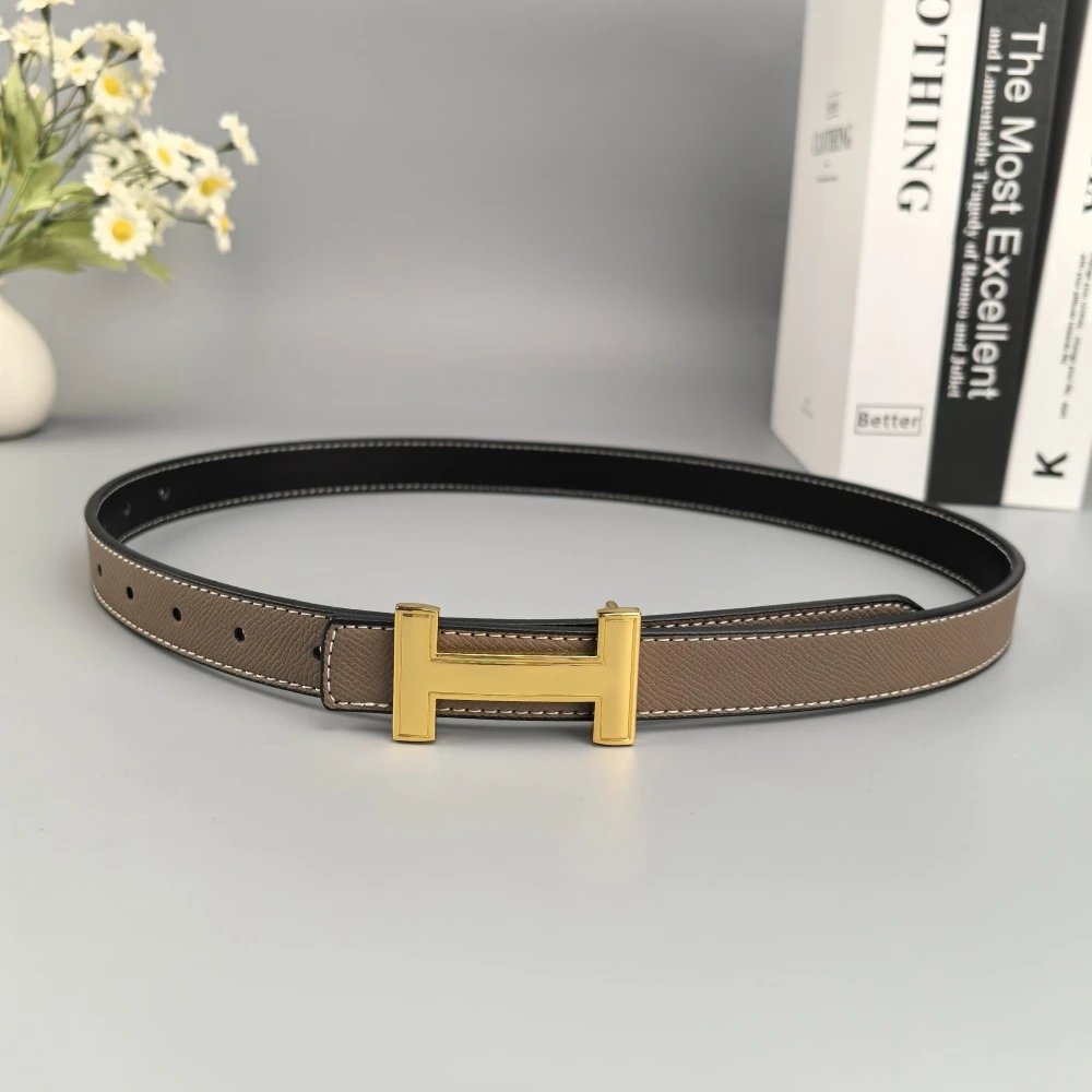 Unbranded Belts Reversible stitched belt with H-shaped buckle — 03