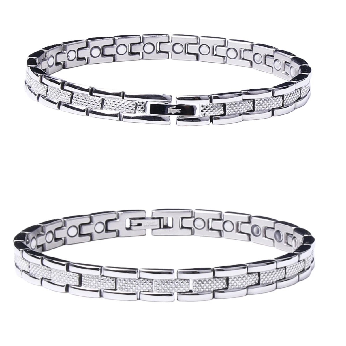 Lacoste Jewelry Crocodile Logo Magnetic Link Bracelet — 01