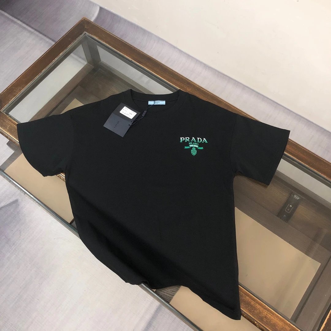 Prada T-Shirts Short-Sleeve Logo T-Shirt — 15