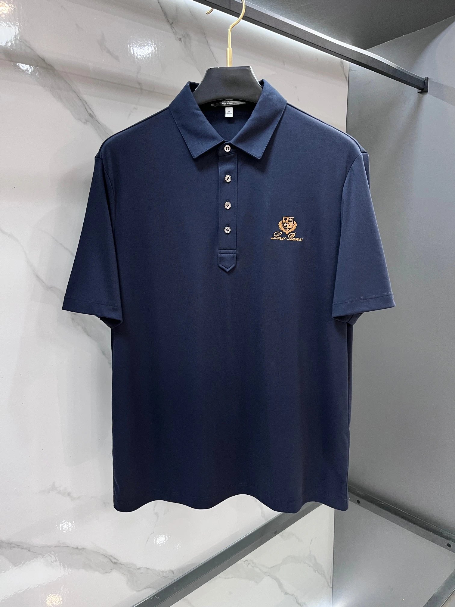 Loro Piana Shirts Short-sleeve textured knit polo shirt with contrast piping — 05