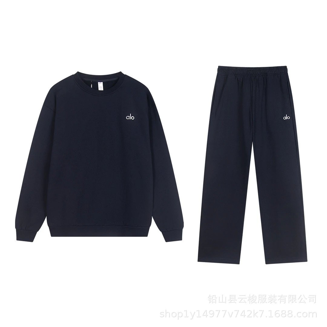 Navy blue round neck straight tube set
