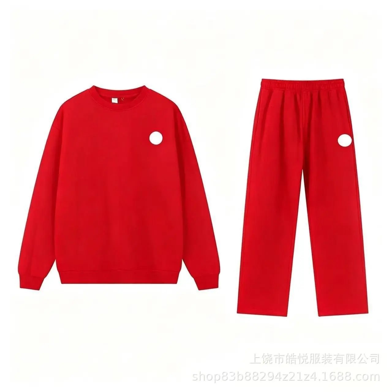 Red round neck straight tube set