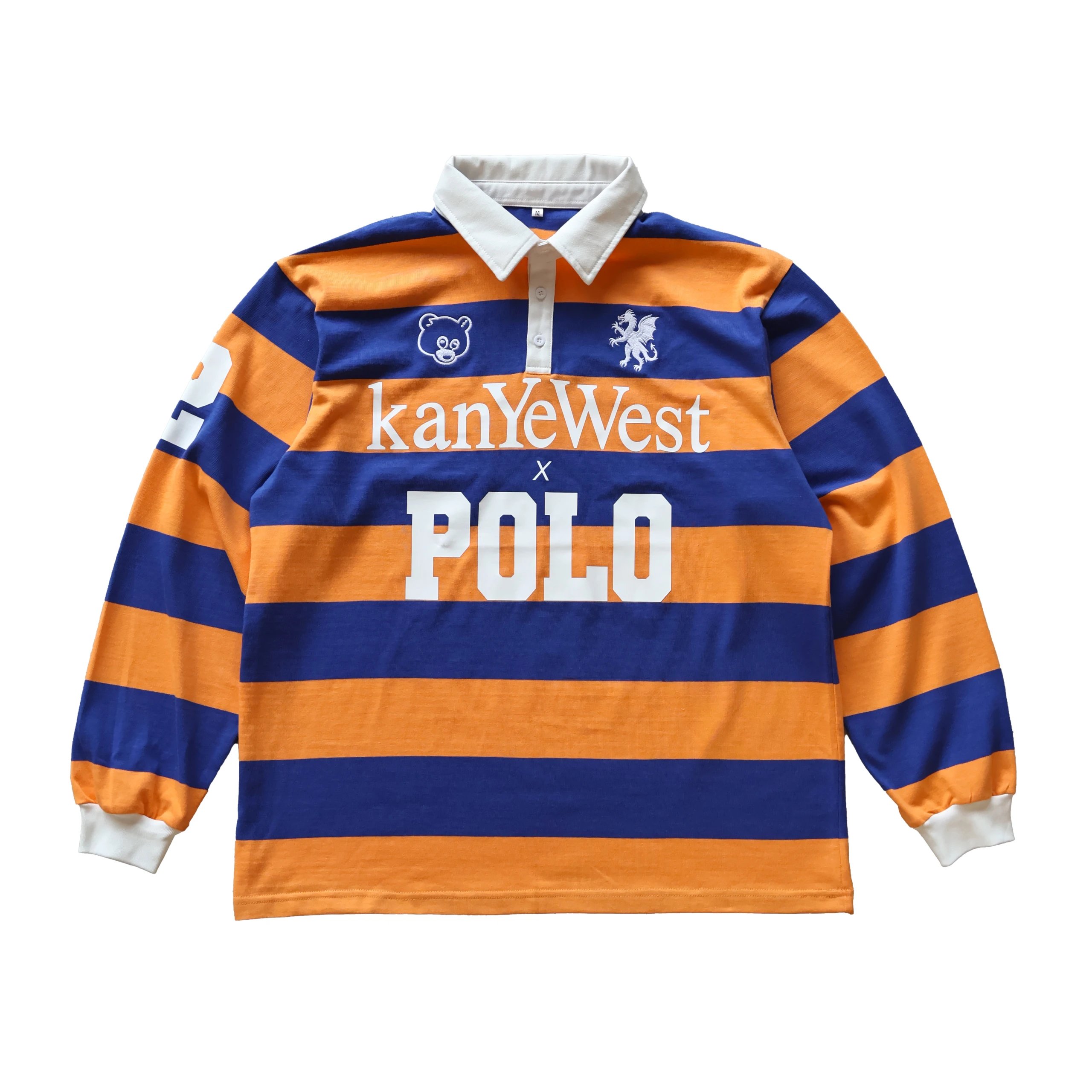 Vintage Stripe Color Blocking Polo Retro Contrast Stripe POLO Embroidered Print