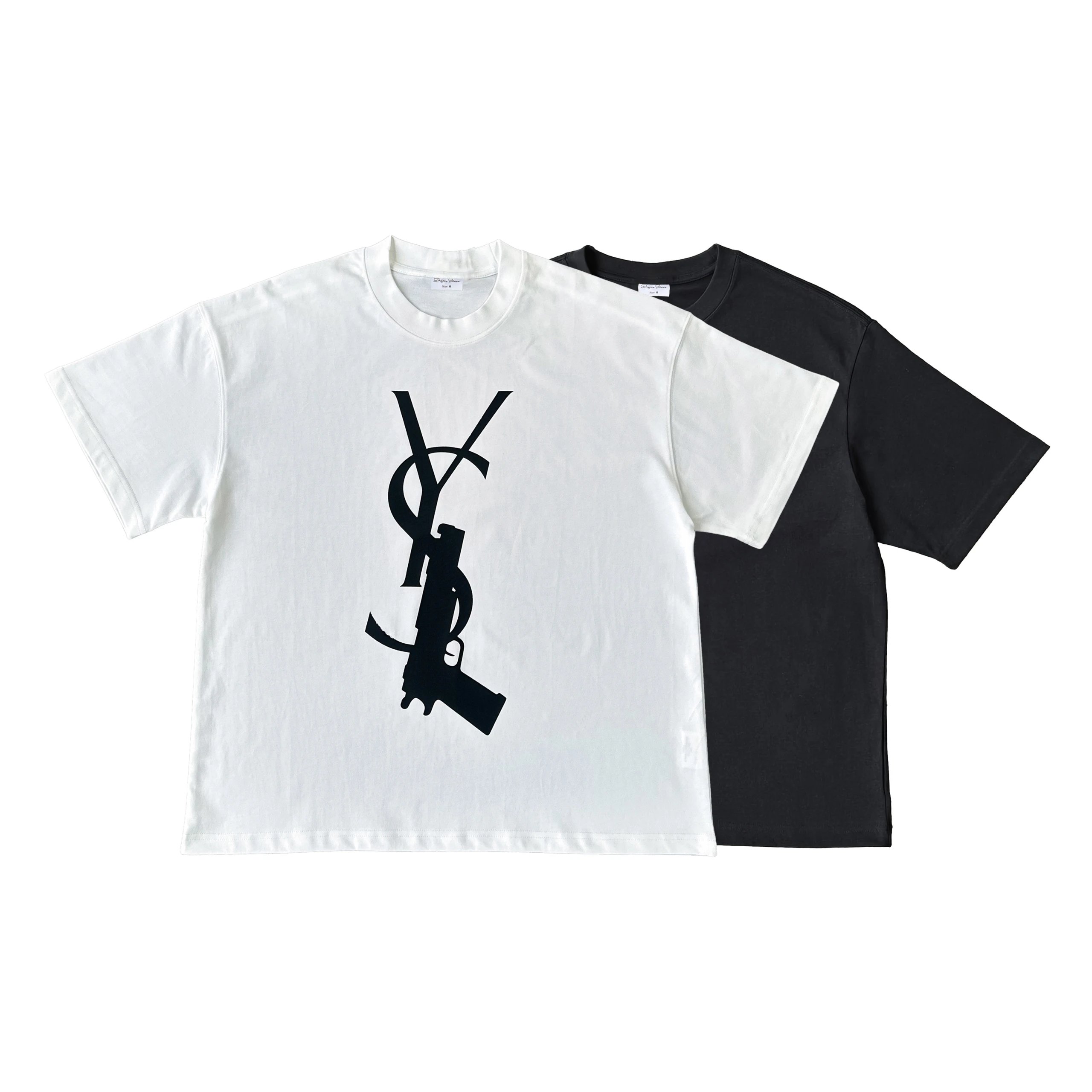 Boxy Fit Trigger Monogram Tee Loose Trigger Letter White Black Short Sleeve T-shirt