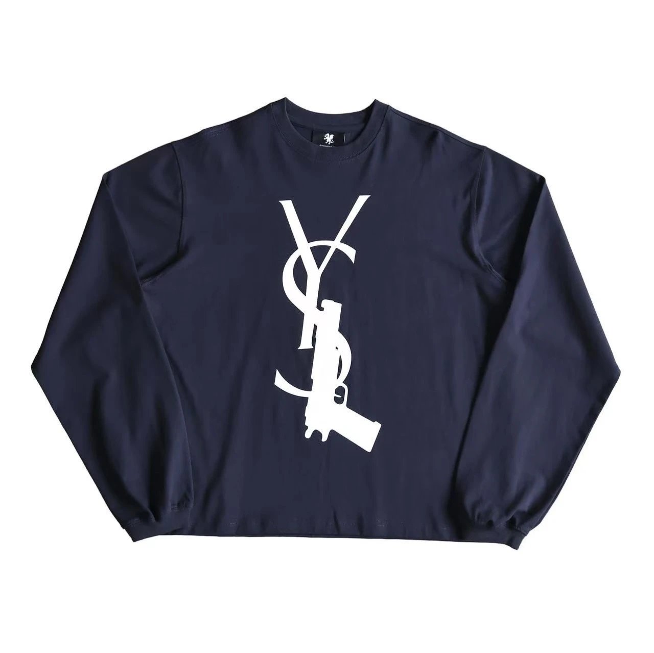 Trigger Monogram Long Sleeve - Navy trigger letter navy blue long sleeved t-shirt