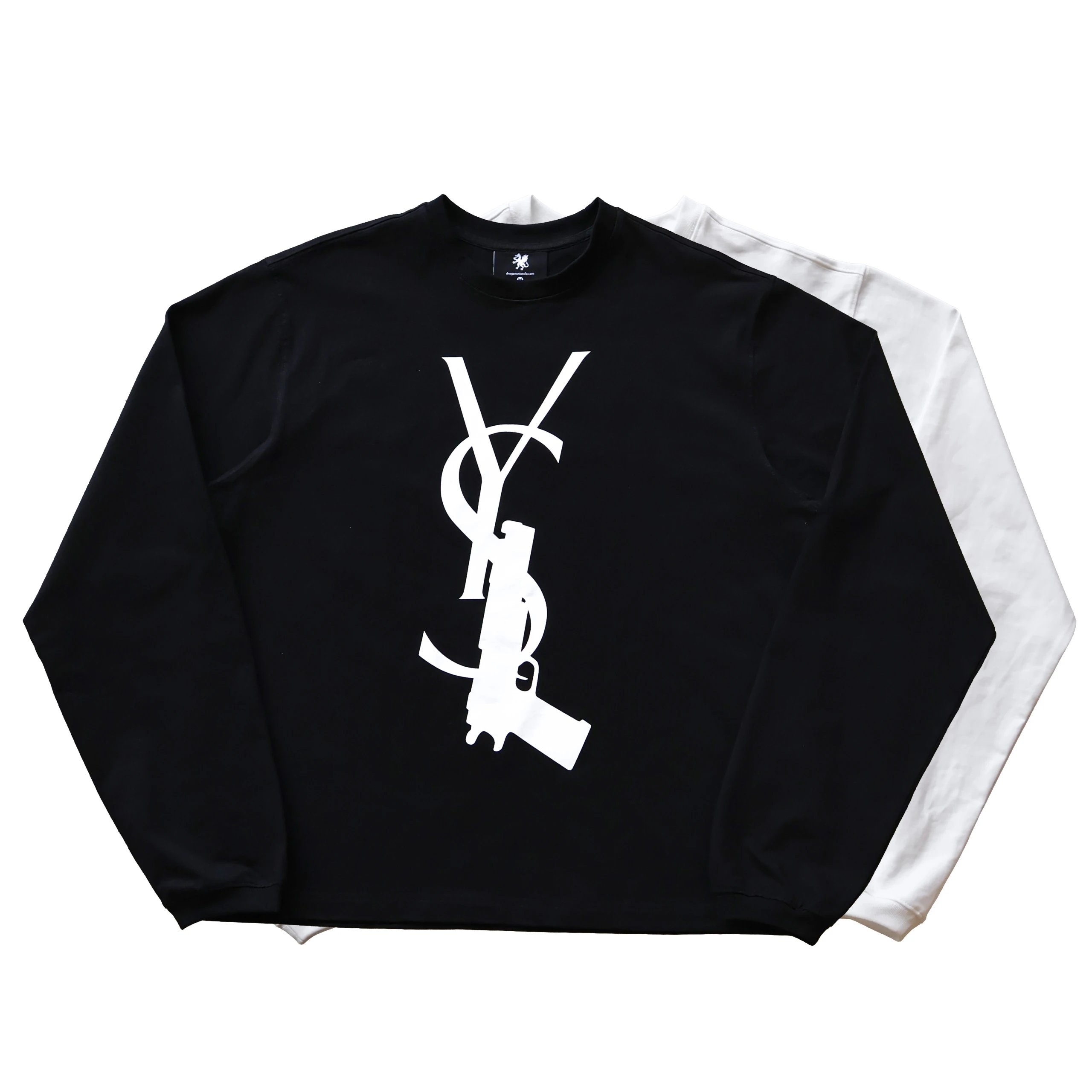 Trigger Monogram Long Sleeve T-Shirt in White and Black