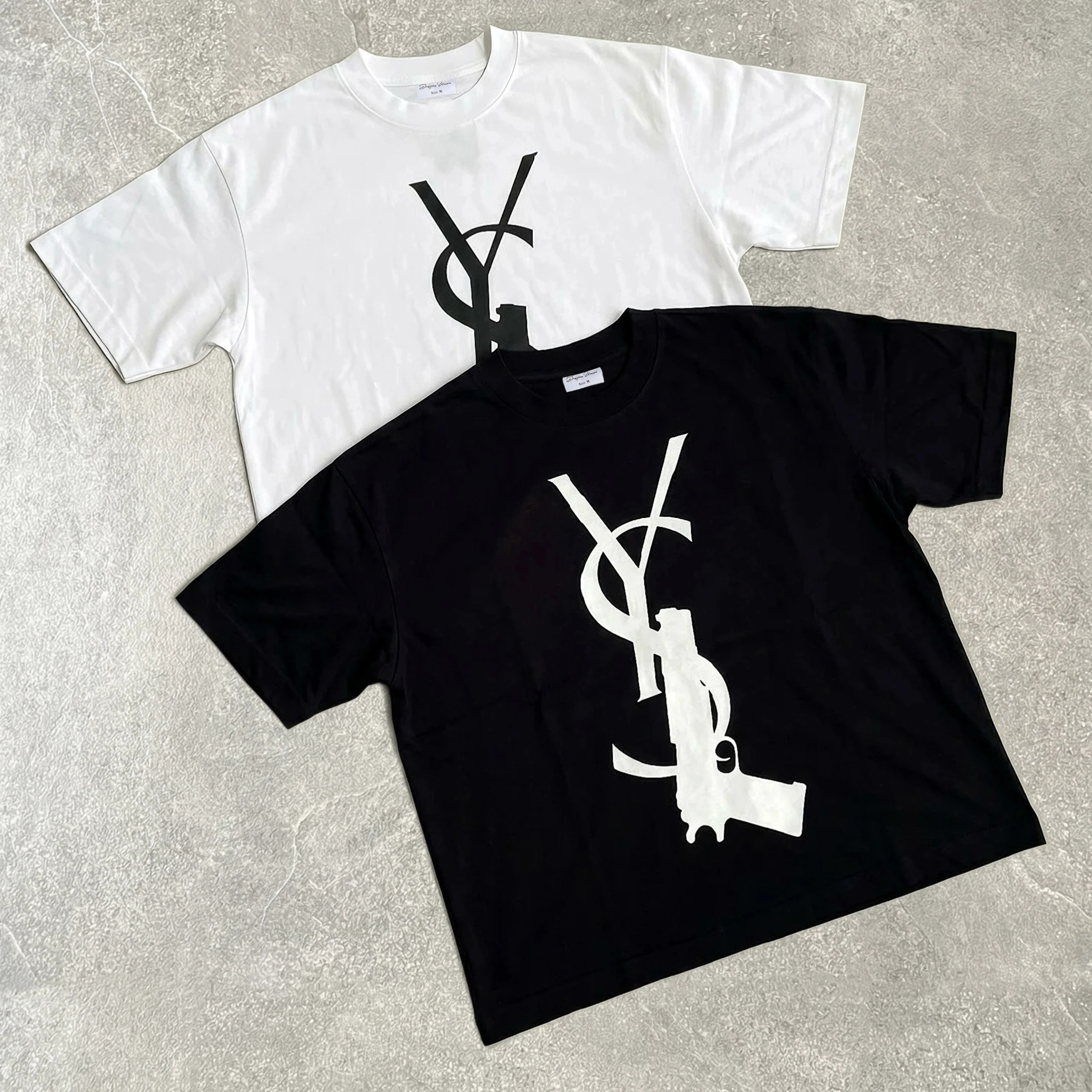 Boxy Fit Trigger Monogram Tee Loose Trigger Letter White Black Short Sleeve T-shirt