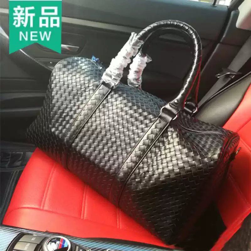 Pure leather one shoulder hand-held woven men's bag travel bag female celebrity same style fitness travel bag large capacity TM551895979022