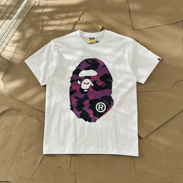 A Bathing Ape Camo Ape Head White T-Shirt - 1