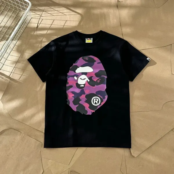 A Bathing Ape Camo Big Ape Head Black T-Shirt - 1
