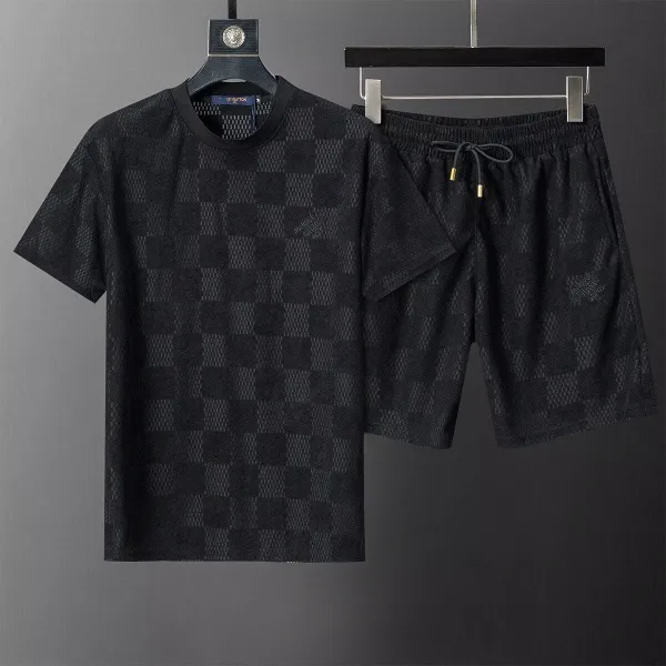 Louis Vuitton Damier Graphite Monogram T-Shirt and Shorts Set Black - 1