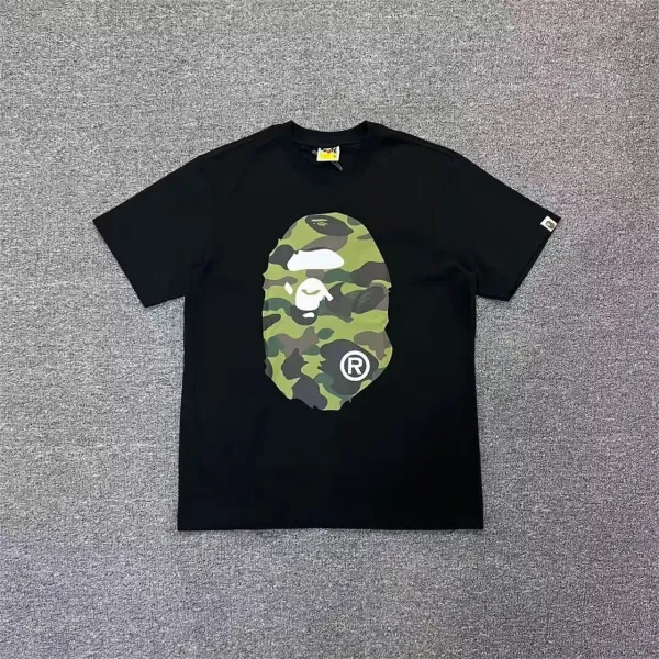 A Bathing Ape Camo Big Ape Head Black T-Shirt - 1
