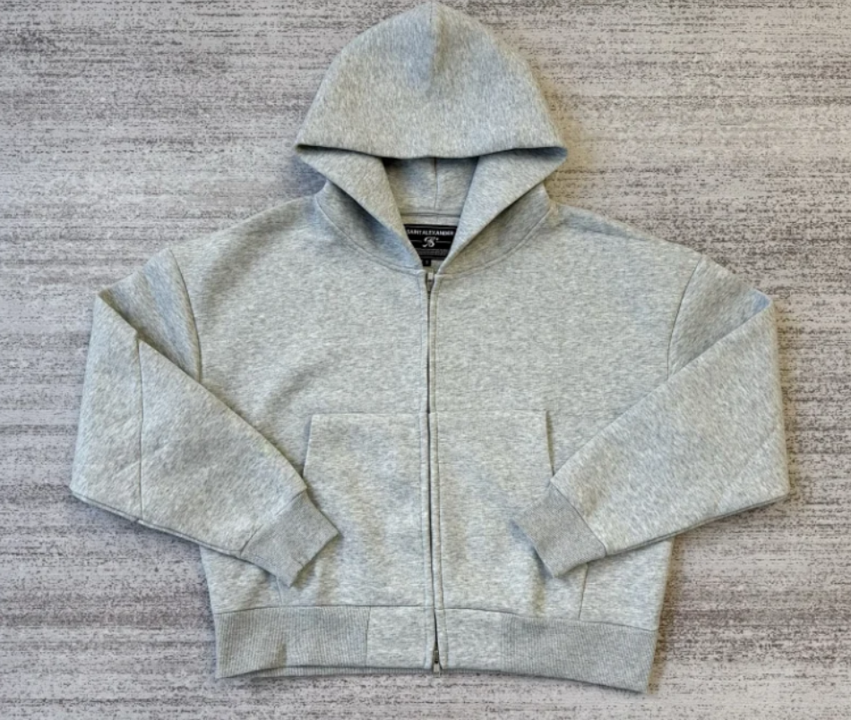 Heather Grey Zip-Up Hoodie