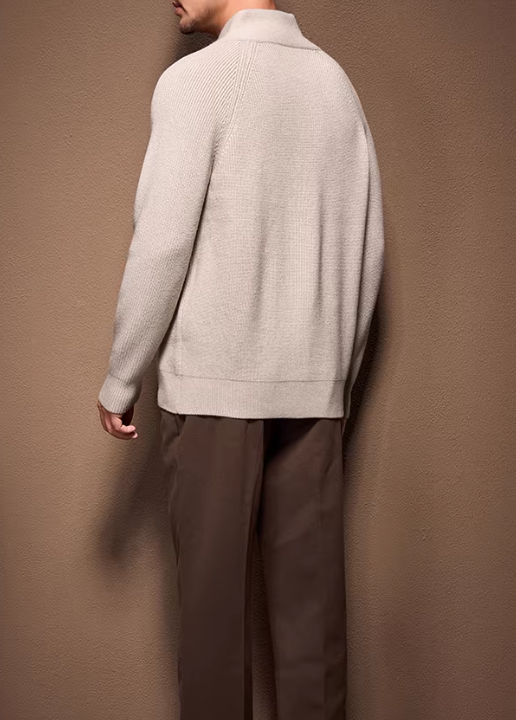 Design V-Neck Ribbed Knit Sweater Forest Green - 4