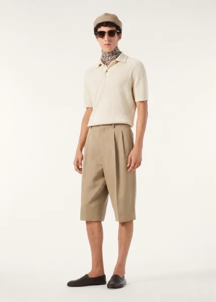 Design Ribbed Knit Polo White Tops Polo - 3