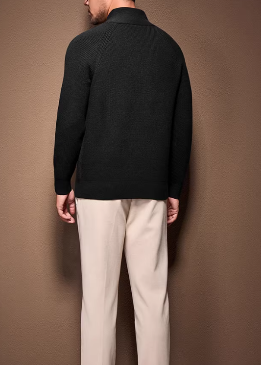 Design V-Neck Ribbed Knit Sweater Forest Green - 6