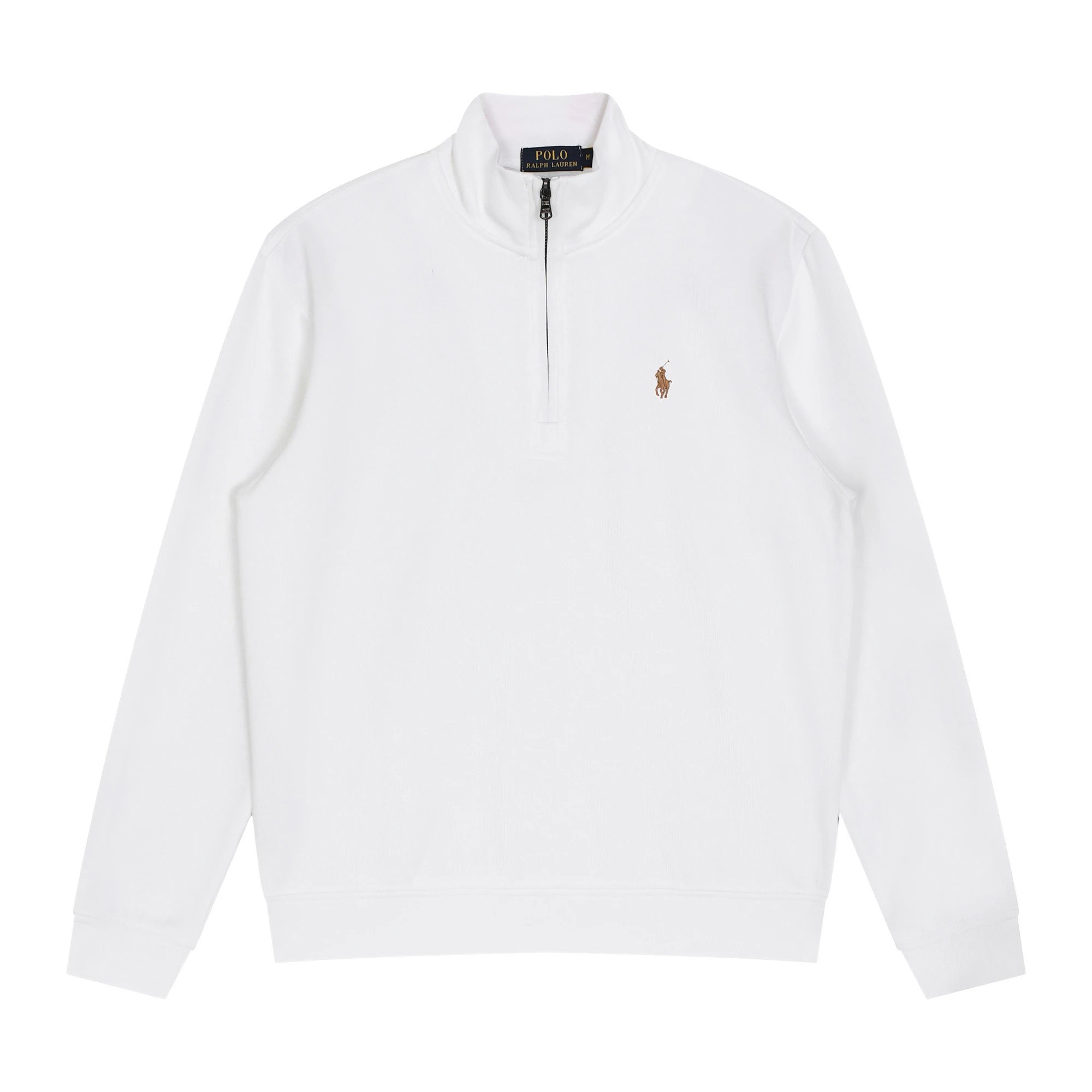 Polo Ralph Lauren Hoodies & Sweatshirts Quarter-Zip Sweatshirt — 616 White with a brown label