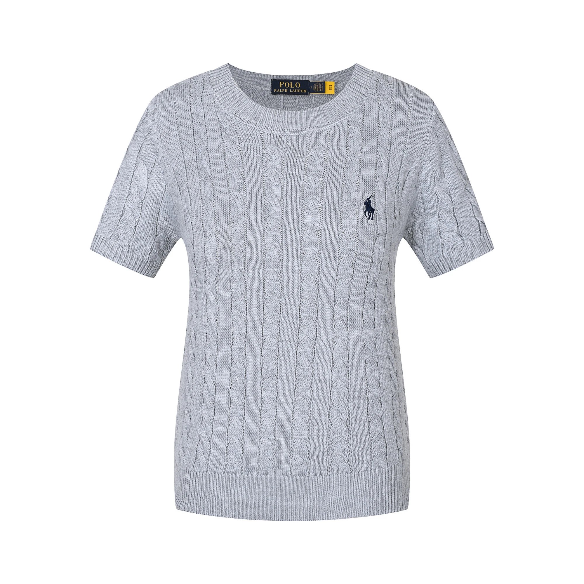 Polo Ralph Lauren Knitwear Cable-Knit Short-Sleeve Sweater — 613 female gray blue label