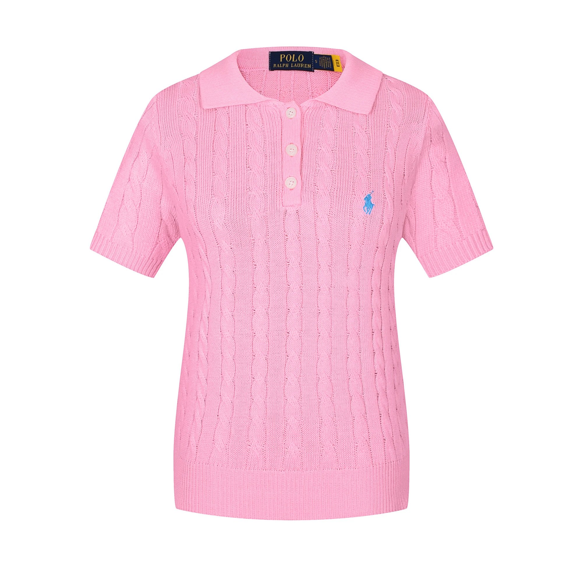 Polo Ralph Lauren Knitwear Cable-Knit Short-Sleeve Sweater — 612 female red blue label