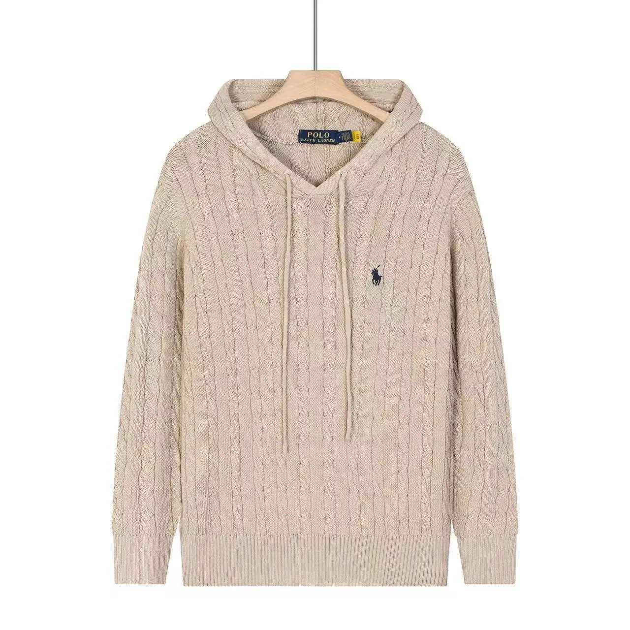 Ralph Lauren Knitwear Embroidered Pony Logo — 622 Brown Black Label