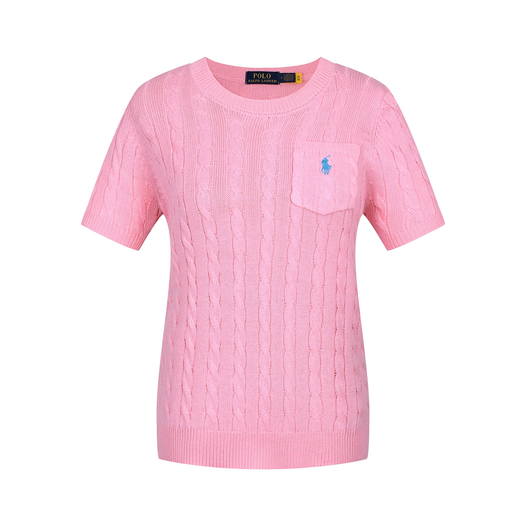 Polo Ralph Lauren Knitwear Cable-Knit Short-Sleeve Sweater — 611 female red blue label