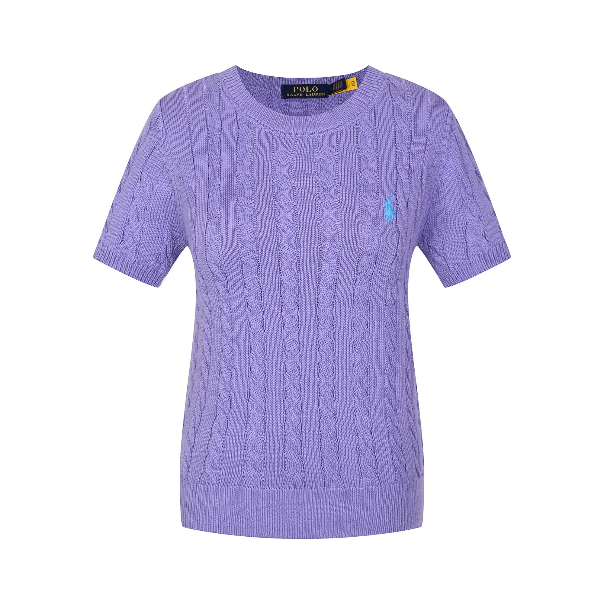 Polo Ralph Lauren Knitwear Cable-Knit Short-Sleeve Sweater — 613 Female Blue Blue Label