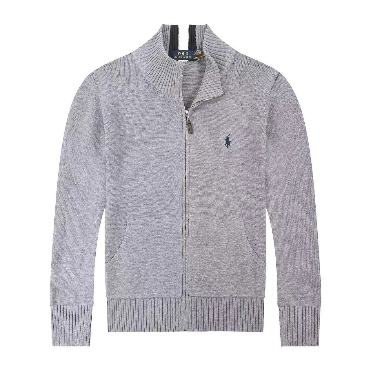 Ralph Lauren Knitwear Embroidered Pony Logo — 625 Gray blue label