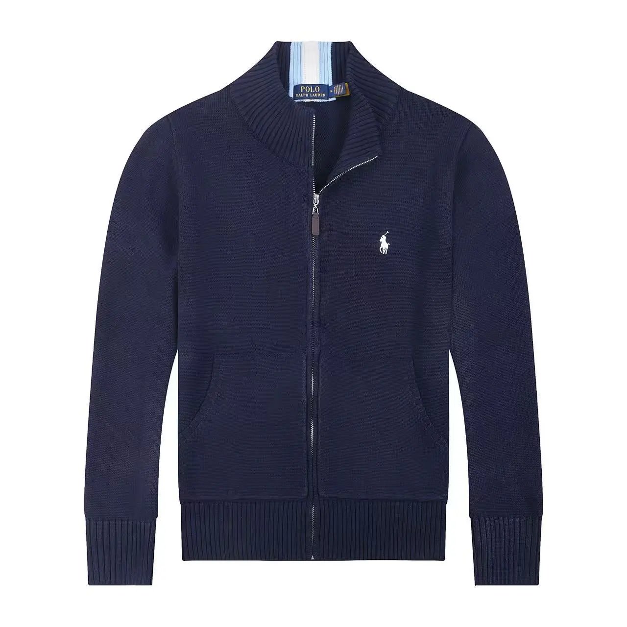Ralph Lauren Knitwear Embroidered Pony Logo — 625 Blue white label