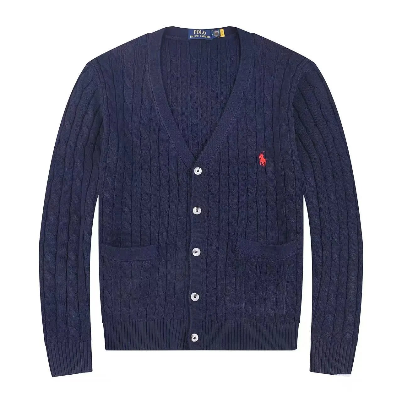 Ralph Lauren Knitwear Embroidered Pony Logo — 624 Blue red label