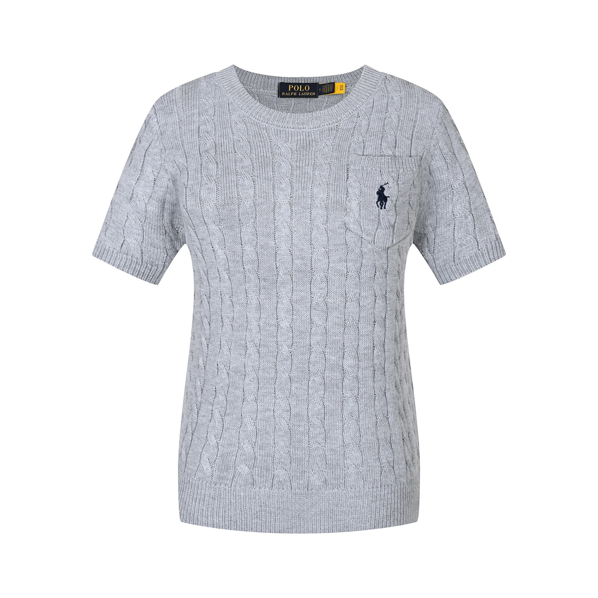Polo Ralph Lauren Knitwear Cable-Knit Short-Sleeve Sweater — 611 female gray blue label